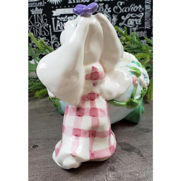 Easter Bunny Glazed Ceramic Dish Bowl Vase - Picture 5 of 10